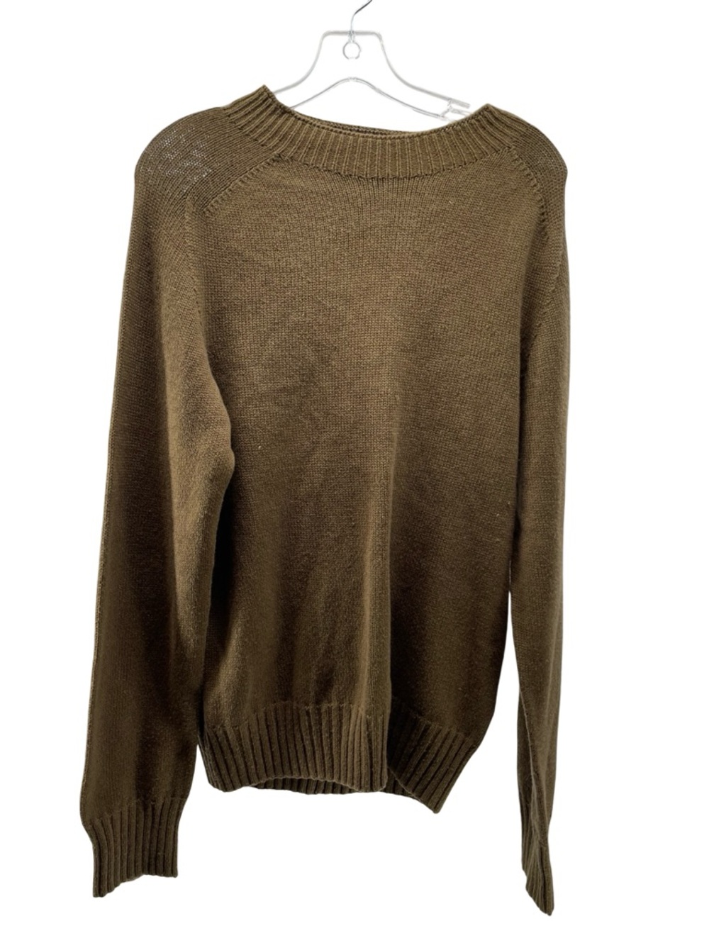 Margaret Howell Olive Cashmere Cotton Crew Neck Jumper
